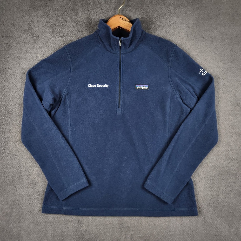 Patagonia Micro D 1/4 Zip Fleece Womens Medium Navy Blue Cisco Security 26278